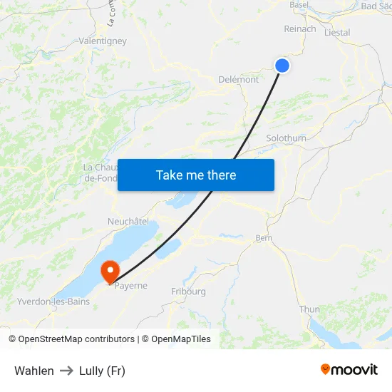 Wahlen to Lully (Fr) map