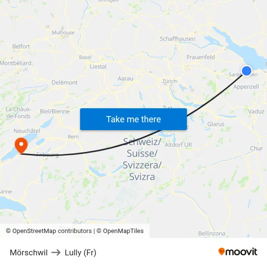 Mörschwil to Lully (Fr) map
