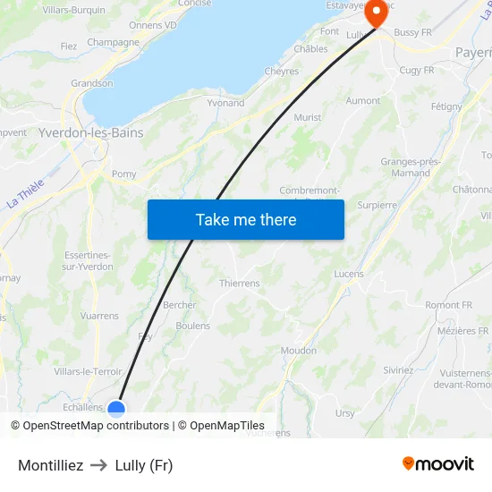 Montilliez to Lully (Fr) map