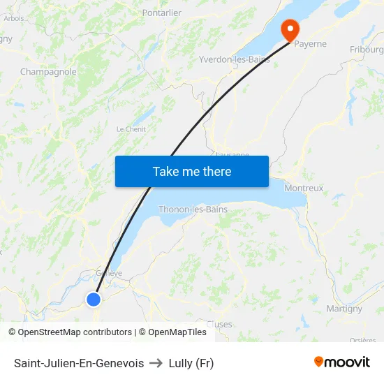 Saint-Julien-En-Genevois to Lully (Fr) map