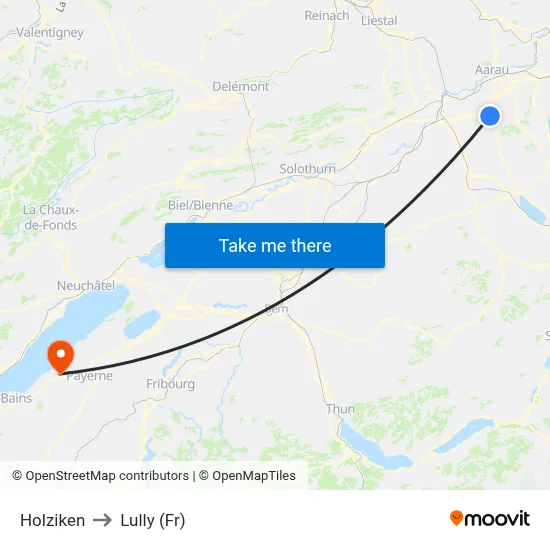 Holziken to Lully (Fr) map