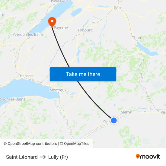 Saint-Léonard to Lully (Fr) map
