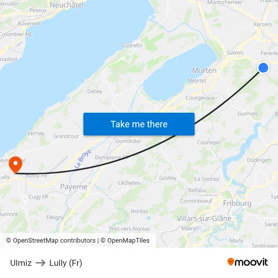 Ulmiz to Lully (Fr) map