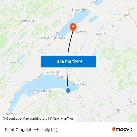 Saint-Gingolph to Lully (Fr) map