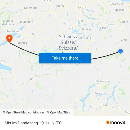 Sils Im Domleschg to Lully (Fr) map