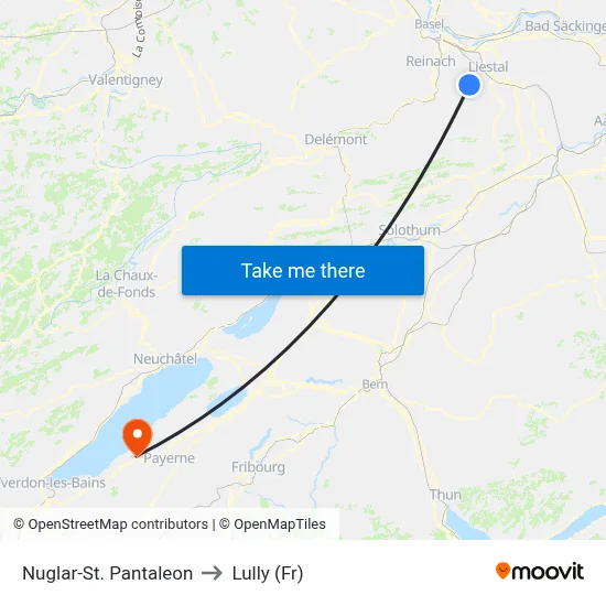 Nuglar-St. Pantaleon to Lully (Fr) map