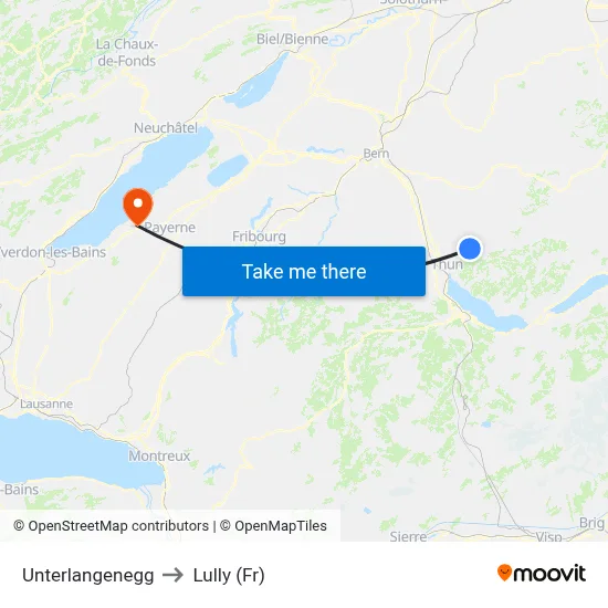 Unterlangenegg to Lully (Fr) map