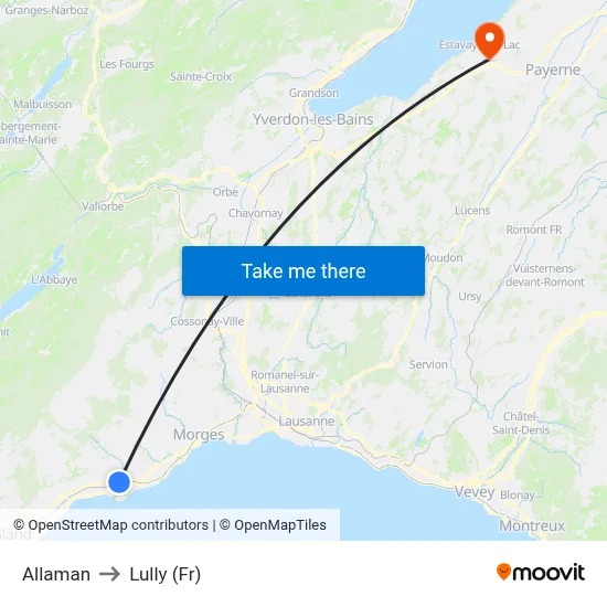 Allaman to Lully (Fr) map