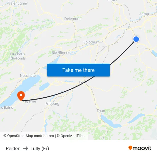 Reiden to Lully (Fr) map
