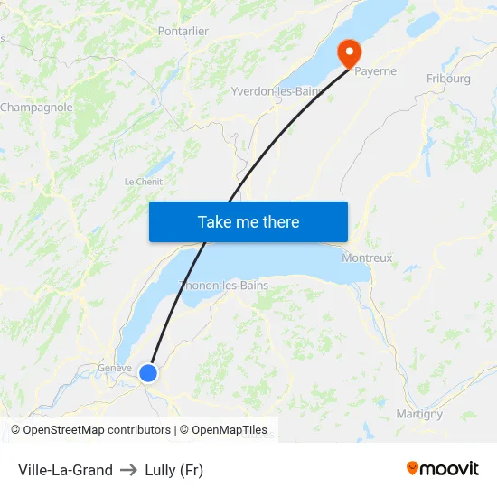 Ville-La-Grand to Lully (Fr) map