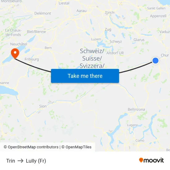 Trin to Lully (Fr) map