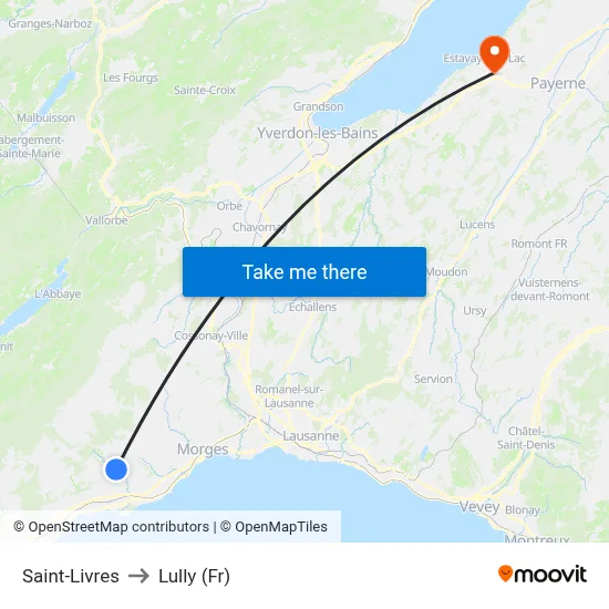 Saint-Livres to Lully (Fr) map
