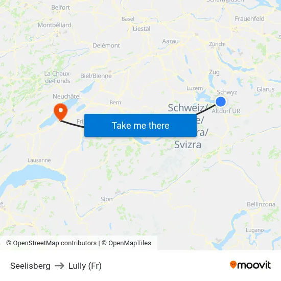 Seelisberg to Lully (Fr) map