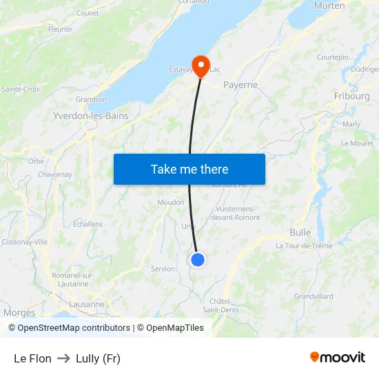 Le Flon to Lully (Fr) map