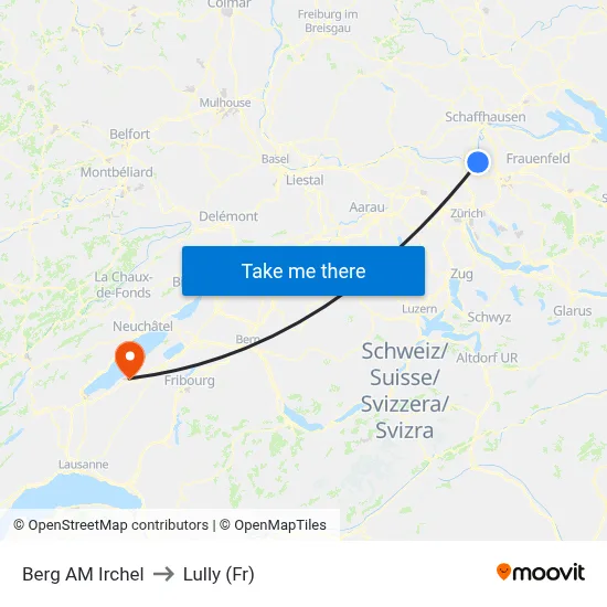 Berg AM Irchel to Lully (Fr) map