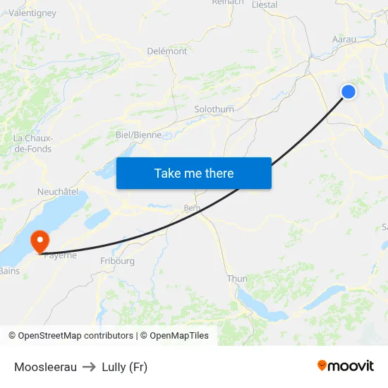 Moosleerau to Lully (Fr) map