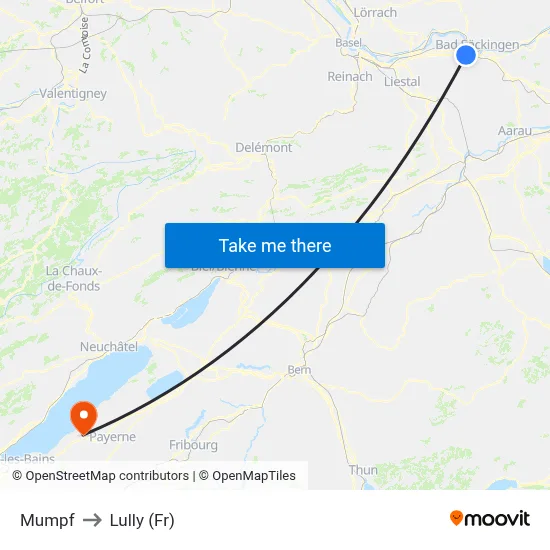 Mumpf to Lully (Fr) map