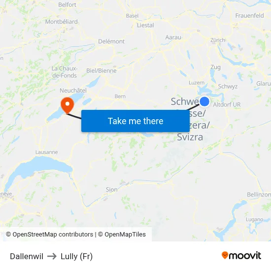 Dallenwil to Lully (Fr) map
