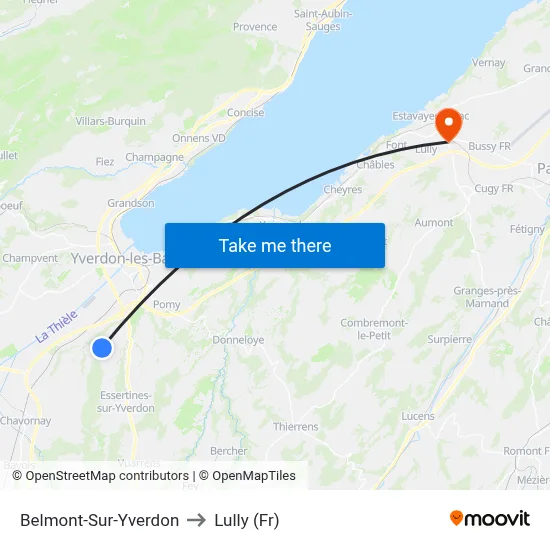Belmont-Sur-Yverdon to Lully (Fr) map