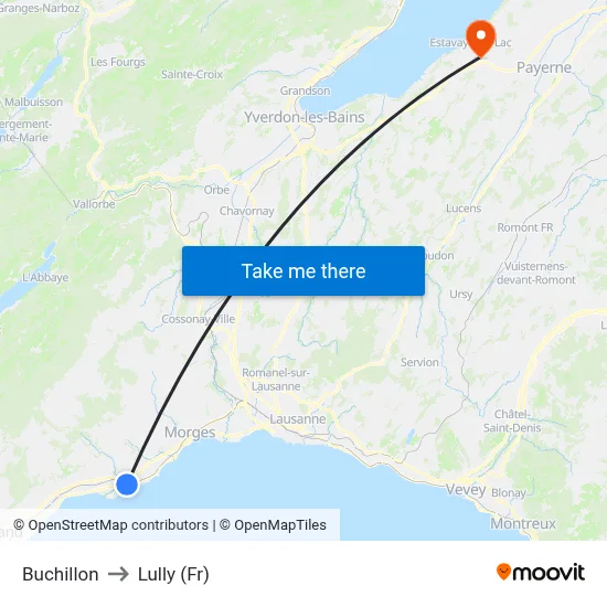 Buchillon to Lully (Fr) map