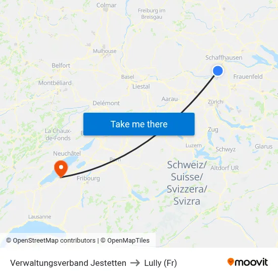 Verwaltungsverband Jestetten to Lully (Fr) map