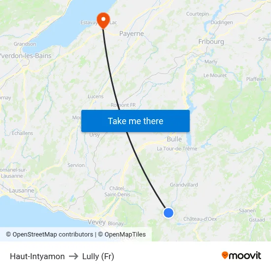 Haut-Intyamon to Lully (Fr) map