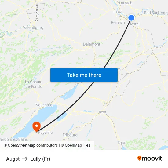 Augst to Lully (Fr) map