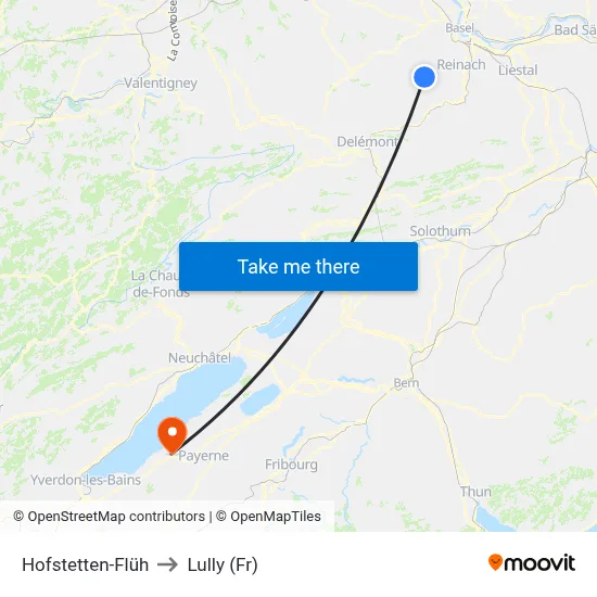 Hofstetten-Flüh to Lully (Fr) map
