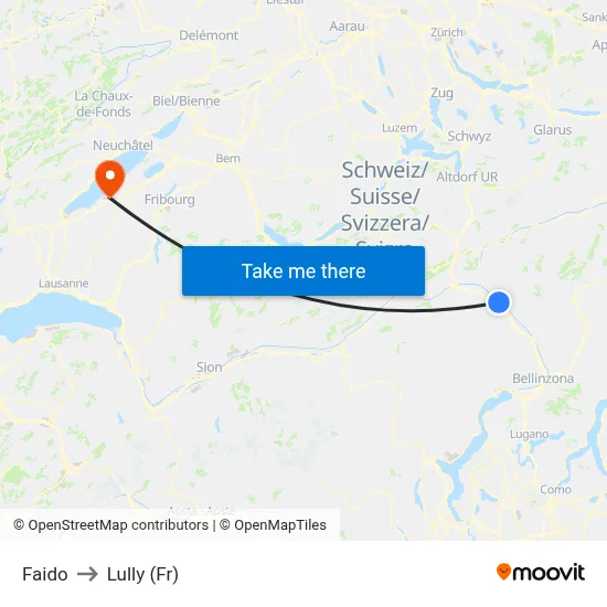 Faido to Lully (Fr) map