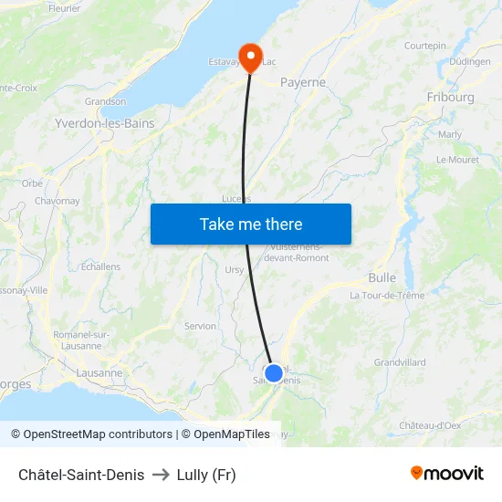 Châtel-Saint-Denis to Lully (Fr) map