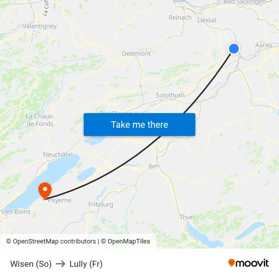 Wisen (So) to Lully (Fr) map