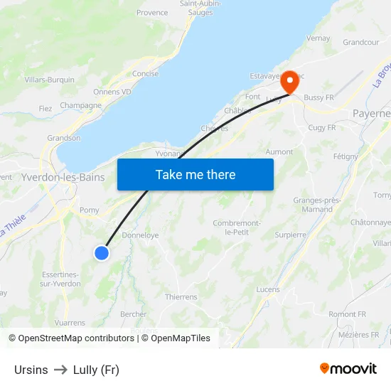 Ursins to Lully (Fr) map