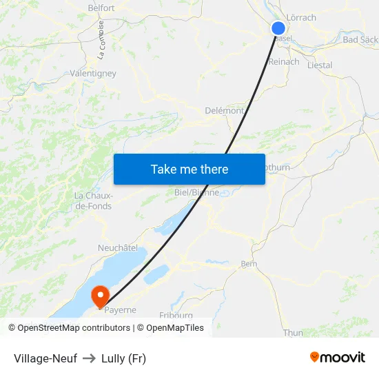 Village-Neuf to Lully (Fr) map