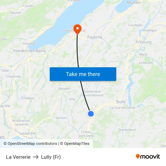 La Verrerie to Lully (Fr) map