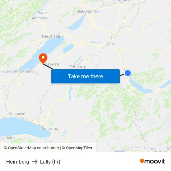 Heimberg to Lully (Fr) map