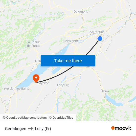 Gerlafingen to Lully (Fr) map