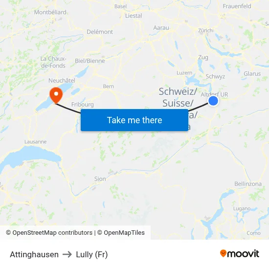 Attinghausen to Lully (Fr) map