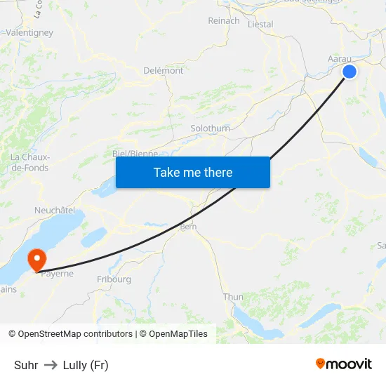 Suhr to Lully (Fr) map