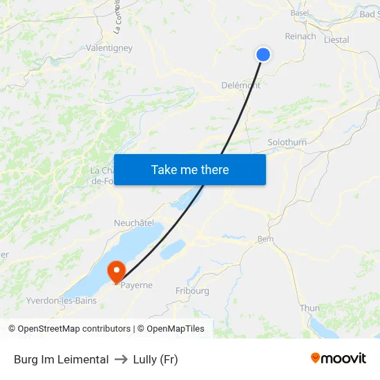 Burg Im Leimental to Lully (Fr) map