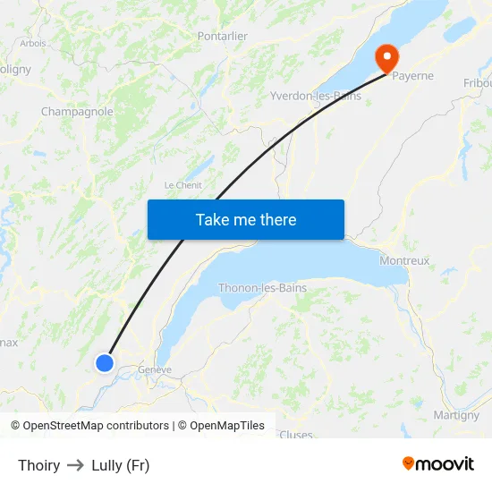 Thoiry to Lully (Fr) map