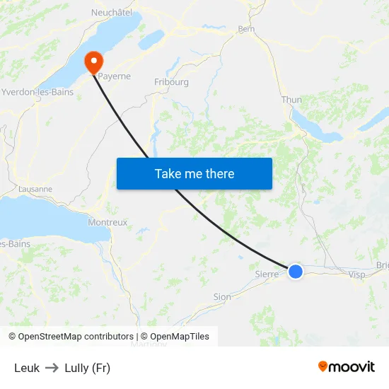 Leuk to Lully (Fr) map