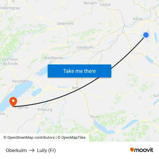 Oberkulm to Lully (Fr) map