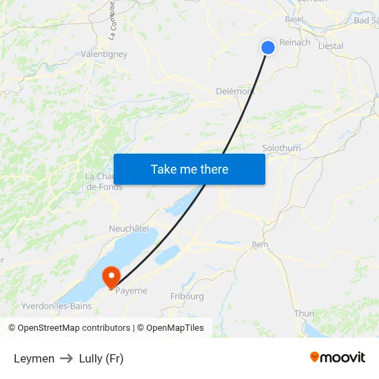 Leymen to Lully (Fr) map