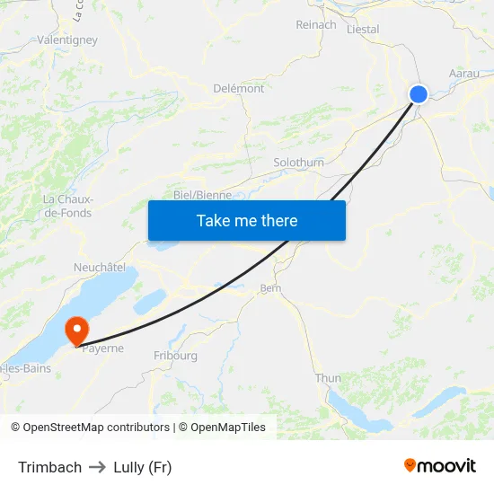 Trimbach to Lully (Fr) map