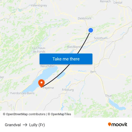Grandval to Lully (Fr) map