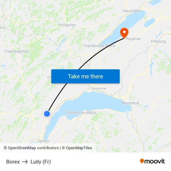Borex to Lully (Fr) map