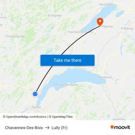 Chavannes-Des-Bois to Lully (Fr) map