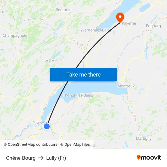 Chêne-Bourg to Lully (Fr) map