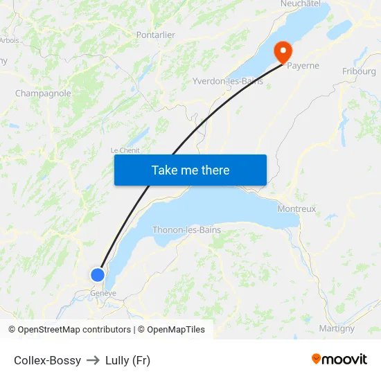 Collex-Bossy to Lully (Fr) map