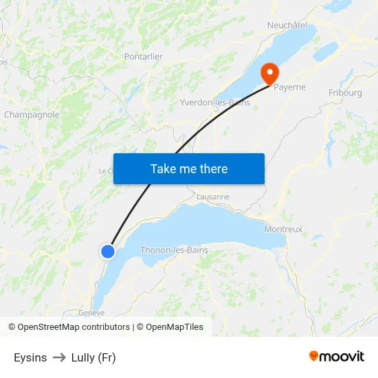 Eysins to Lully (Fr) map
